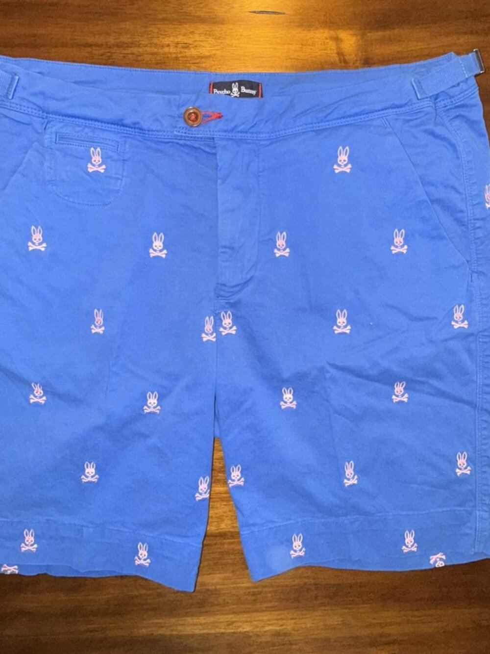 RARE Psycho Bunny Chino Shorts Men’s 36 Logo 9" Inseam Royal Blue Adjustable Fit